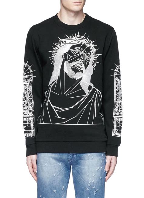 givenchy jesus sweatshirt|Givenchy destroyed sweatshirt.